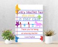Thank You Teacher Poster Print Dinosaur and Unicorn Themed Personalised Personalized!School Gift, Teaching Assistant,Nursery, DIGITAL
