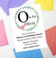 Letter Birthday Invites Invitations Personalised Personalized Perfect for Birthday, First Birthday, Christening Invites Alphabet Custom Dec