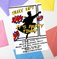 Comic Book Birthday Invites Invitations Personalised Personalized Perfect for Superhero, Comic Book Birthday Party Decorations Custom Decor