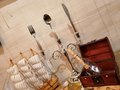 Little Mermaid Centrepiece Set with  Silver Candelabra with Knife, Fork, Spoon, Wooden Ship, Wooden Chest, Coins, Map, Bottle, Fork, Shells