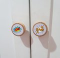 Comic Book Wardrobe Handles Drawer Handles Knobs Perfect for Upcycling Wardrobe, Chest of Drawers,Door, Boys Bedroom Superhero Knobs Heroes