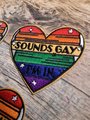 Rainbow Heart Badge Patch "Sounds Gay, I'm In." Wedding Love Heart Favors Favour Mr and Mrs, Mr and Mr, Mrs and Mrs Party Bags Pins Pride