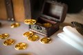 Peter Pan Pirates Treasure Chest Wedding Favors Favours Filled with Gold Coins Neverland Little Mermaid Fairytale Themed Wedding Baby Shower