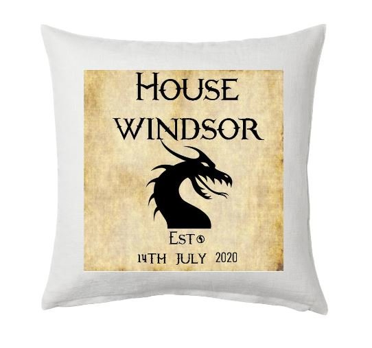 Coat of Arms Wedding Cushion Established Available with YOUR HOUSE Personalised Personalized Custom Cotton Anniversary Medevil Caslte