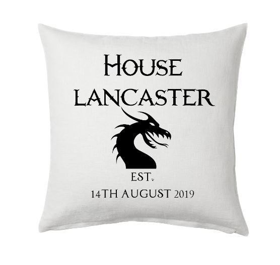 Coat of Arms Wedding Cushion Established Available with YOUR HOUSE Personalised Personalized Custom Cotton Anniversary Medevil Caslte