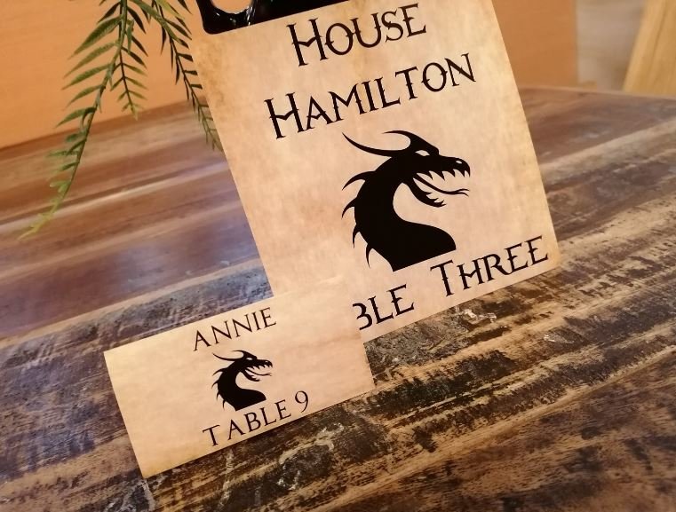 Coat of Arms Wedding Menu,Table Name & Name Place Cards Castle Themed Weddings, Parties, Comic Con, Events,Table Decorations,Name Card
