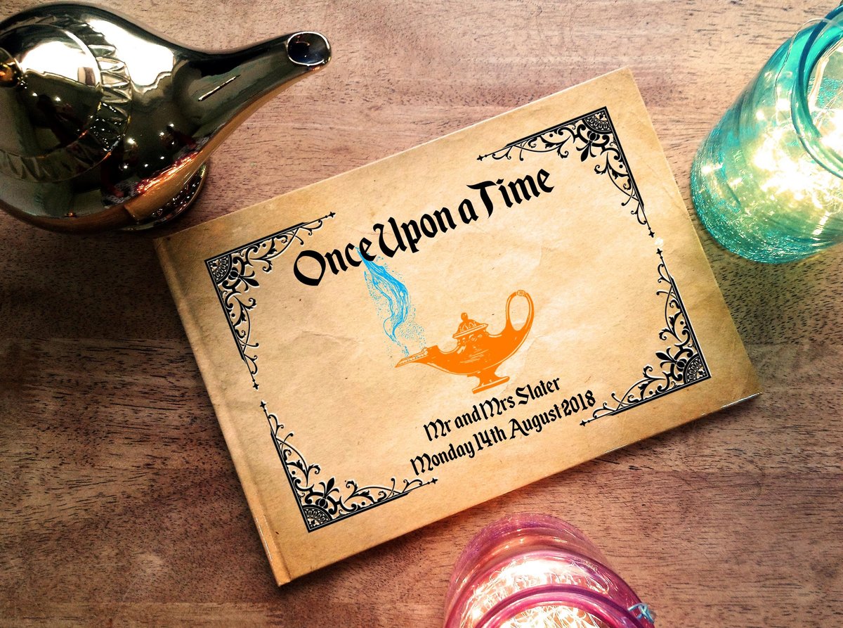 Aladdin Fairytale Wedding Guestbook Personalised Personalized Perfect for Fairytale Weddings Scrapbook Album Genie Lamp Arabian Nights