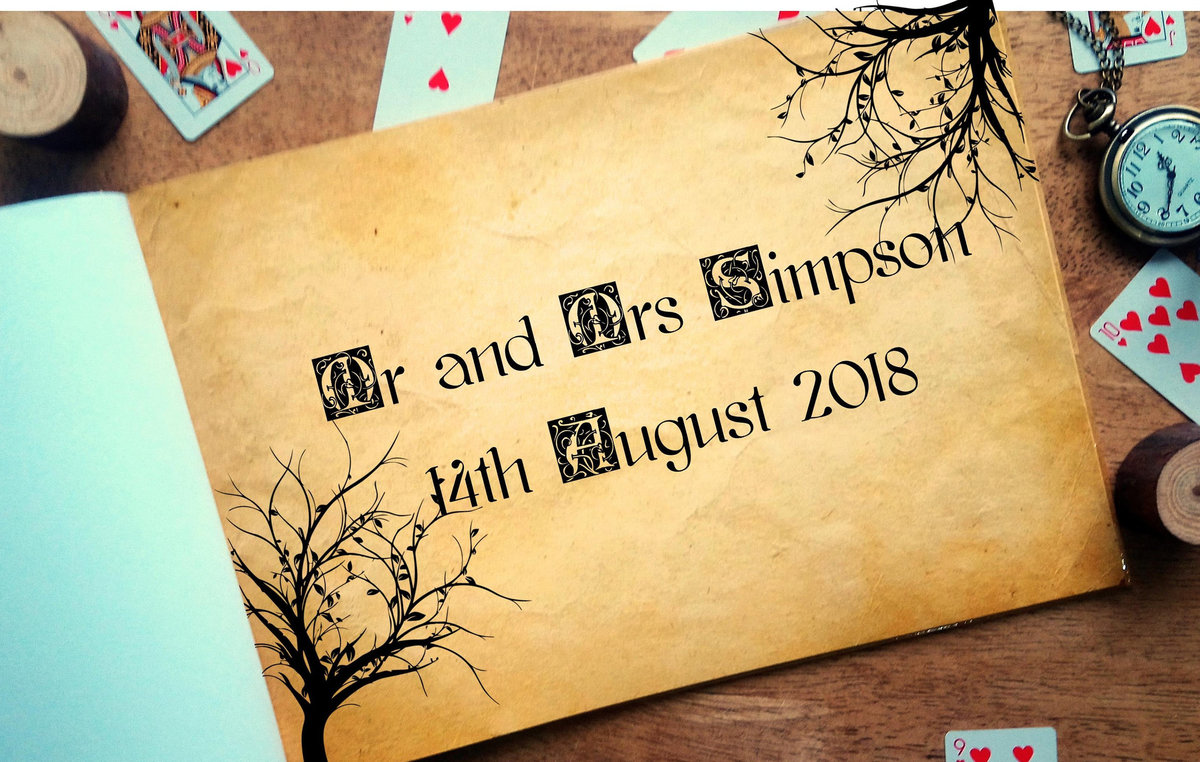 Alice and Mad Hatter Wonderland Woodland Wedding Guestbook Personalised Personalized Perfect for Wonderland and Fairytale Weddings Scrapbook