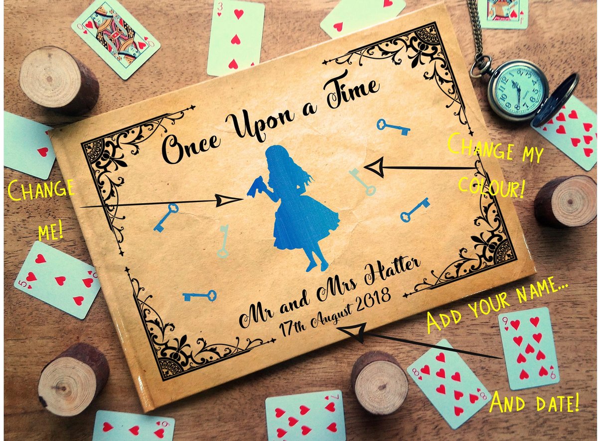 Alice in Wonderland Wedding Guestbook Curious Personalised Personalized Perfect for Wonderland and Fairytale Weddings Scrapbook Album