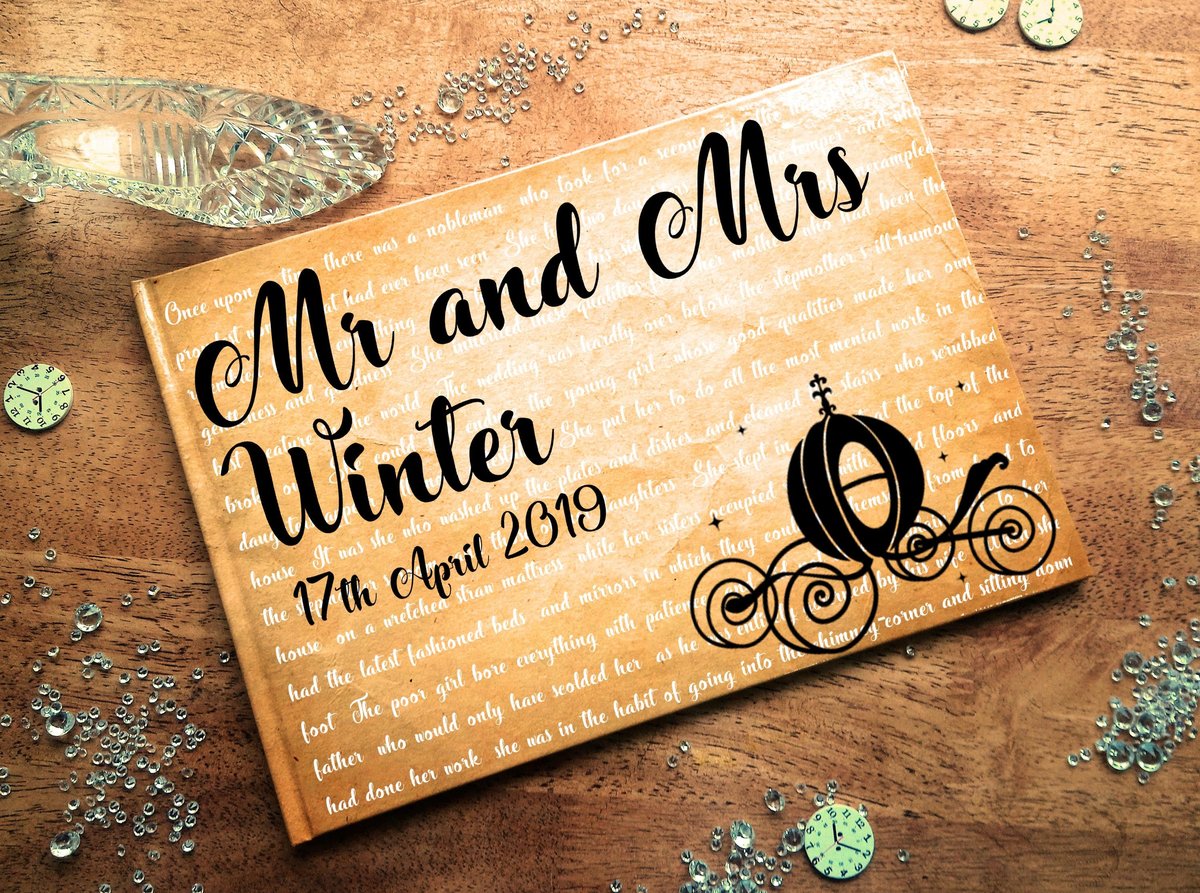 Cinderella Carriage Storybook Wedding Guestbook Personalised Personalized Carriage Glass Slipper Dress Fairytale Weddings Scrapbook Album