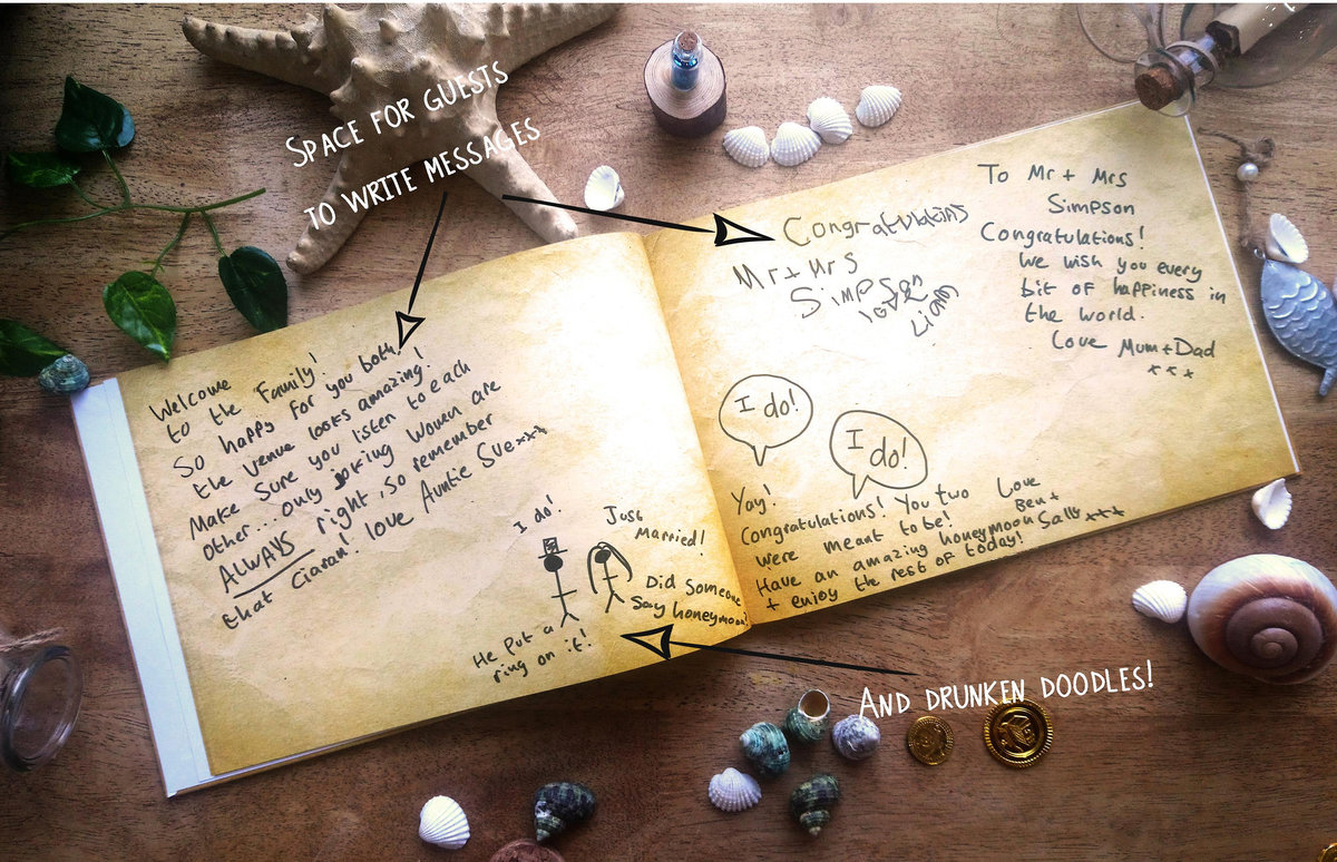 Peter Pan Neverland Pirates Wedding Guestbook Personalised Personalized Scrapbook, Note Book, Photo Album, Engagement, Gift Never Grow Up