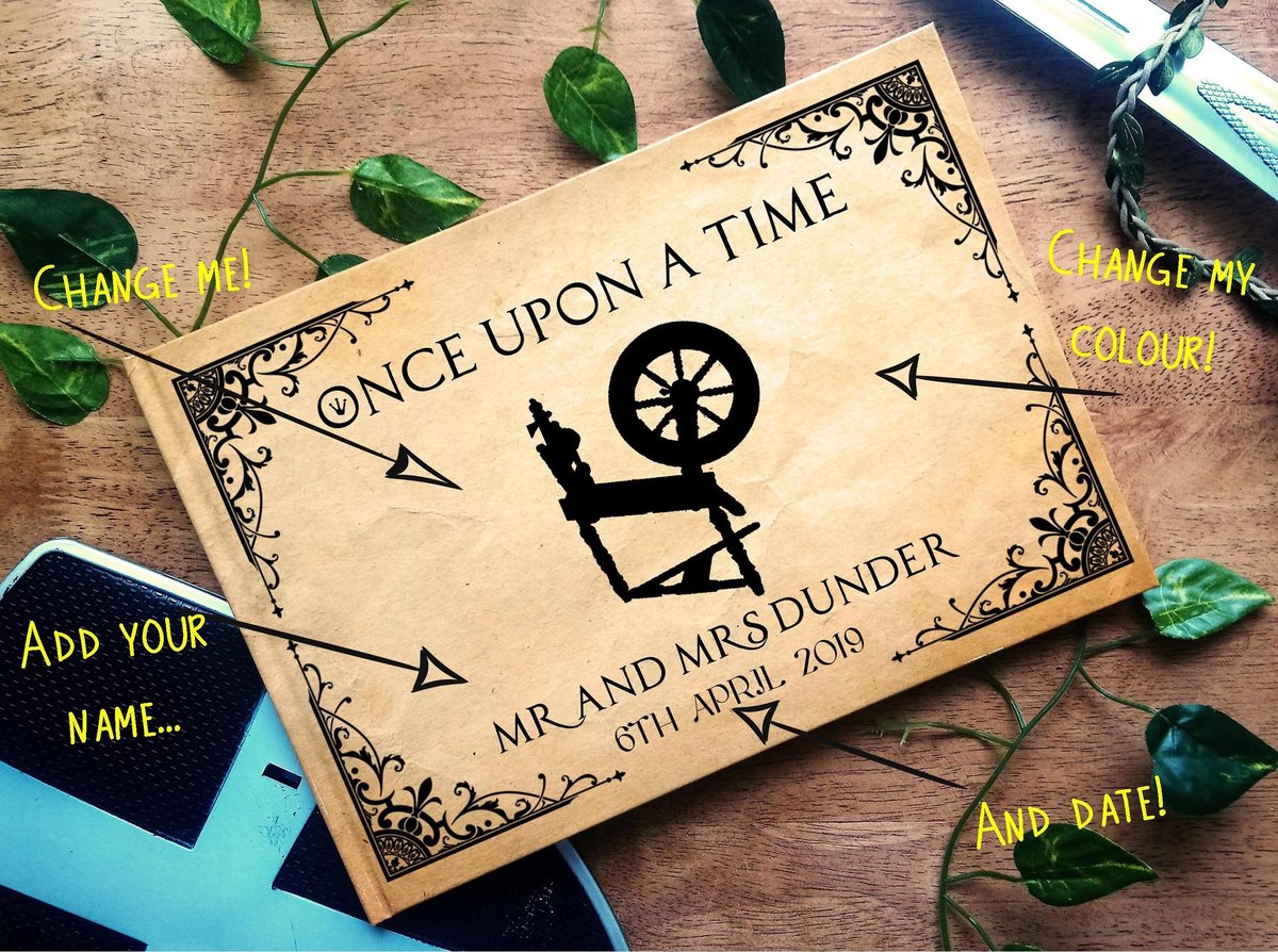 Sleeping Beauty Spinning Wheel Wedding Guestbook Personalised Personalized Perfect for Spindle and Fairytale Weddings Scrapbook Album