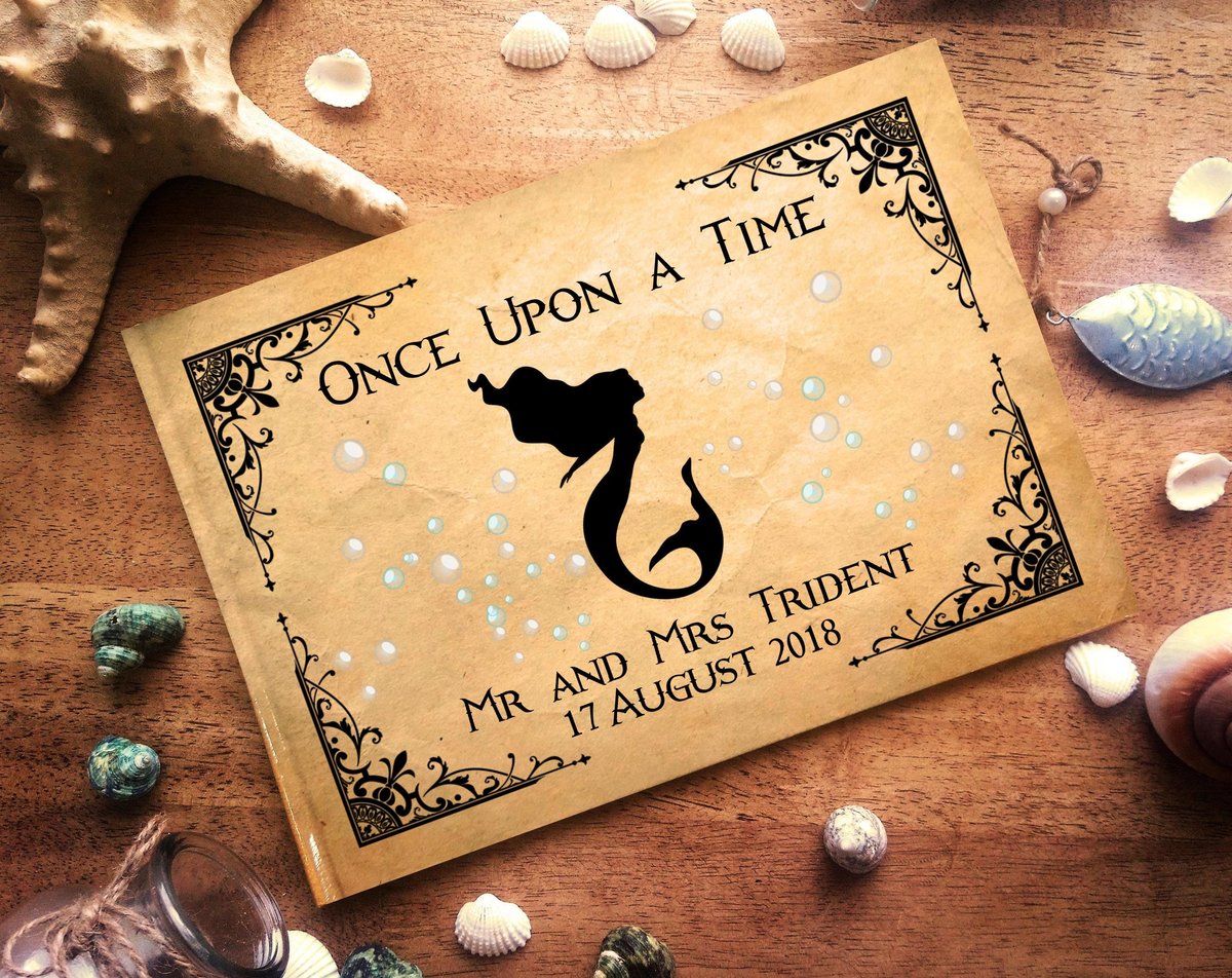 The Little Mermaid Silhouette Wedding Guestbook Personalised Personalized Perfect for Mermaid Sea and Fairytale Weddings Scrapbook Album