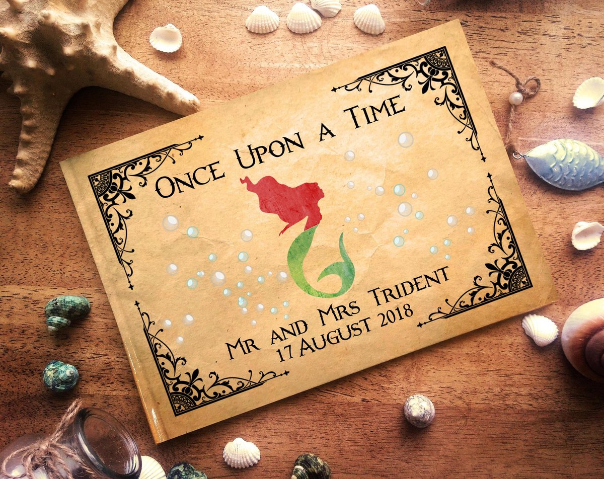 The Little Mermaid Under The Sea Wedding Guestbook Personalised Personalized Perfect for Echanted and Fairytale Weddings Scrapbook Album