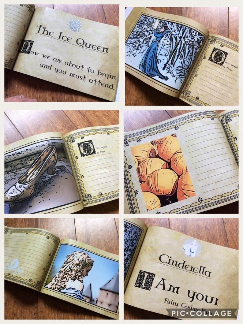Once Upon a Time Fairytale Book.Personalised Personalized Snow White,Rapunzel,Peter Pan With Lines for Story Writing,Chapters and Images