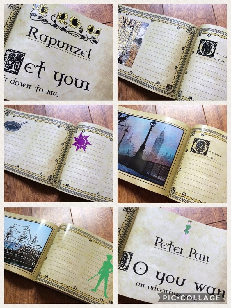 Once Upon a Time Fairytale Book.Personalised Personalized Snow White,Rapunzel,Peter Pan With Lines for Story Writing,Chapters and Images