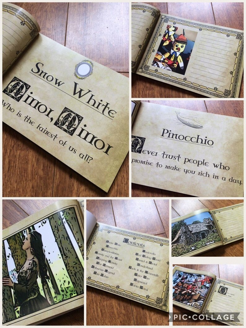 Once Upon a Time Fairytale Book.Personalised Personalized Snow White,Rapunzel,Peter Pan With Lines for Story Writing,Chapters and Images