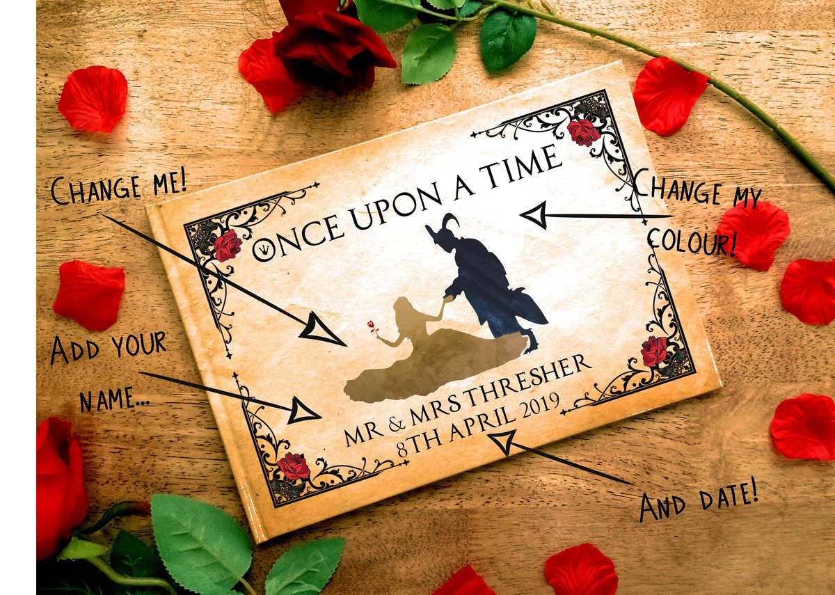 Beauty and the Beast Wedding Guestbook Enchanted Rose Personalised Personalized Perfect for French and Fairytale Weddings Scrapbook Album
