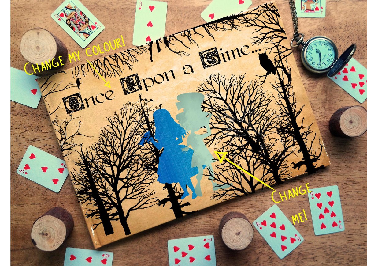 Alice and Mad Hatter Wonderland Woodland Wedding Guestbook Personalised Personalized Perfect for Wonderland and Fairytale Weddings Scrapbook