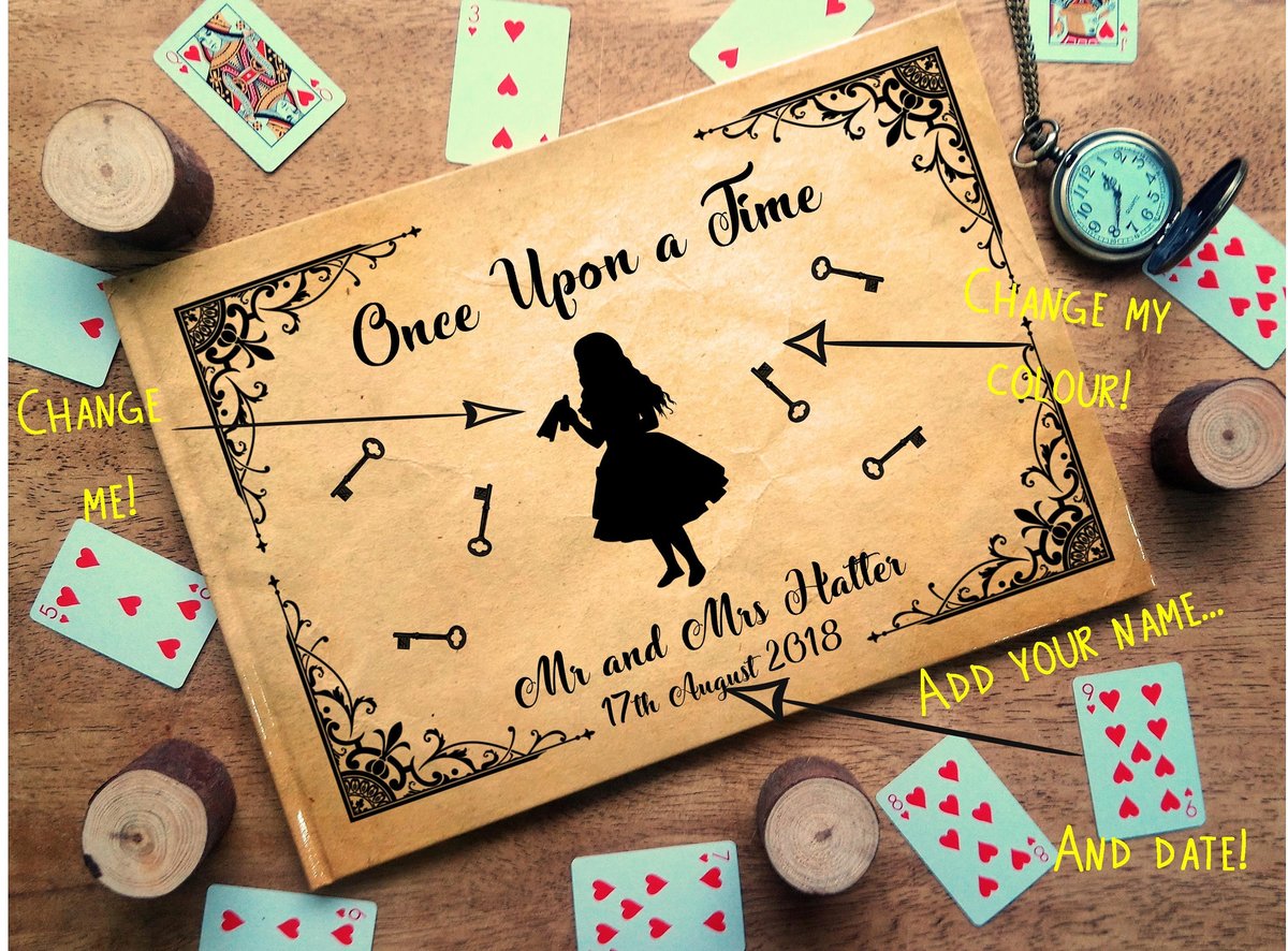 Alice in Wonderland Wedding Guestbook Silhouette Personalised Personalized Perfect for Wonderland and Fairytale Weddings Scrapbook Album