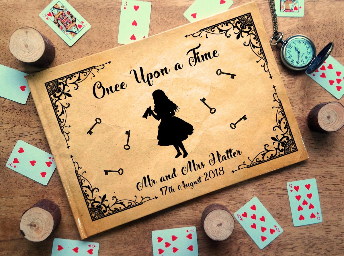 Alice in Wonderland Wedding Guestbook Silhouette Personalised Personalized Perfect for Wonderland and Fairytale Weddings Scrapbook Album