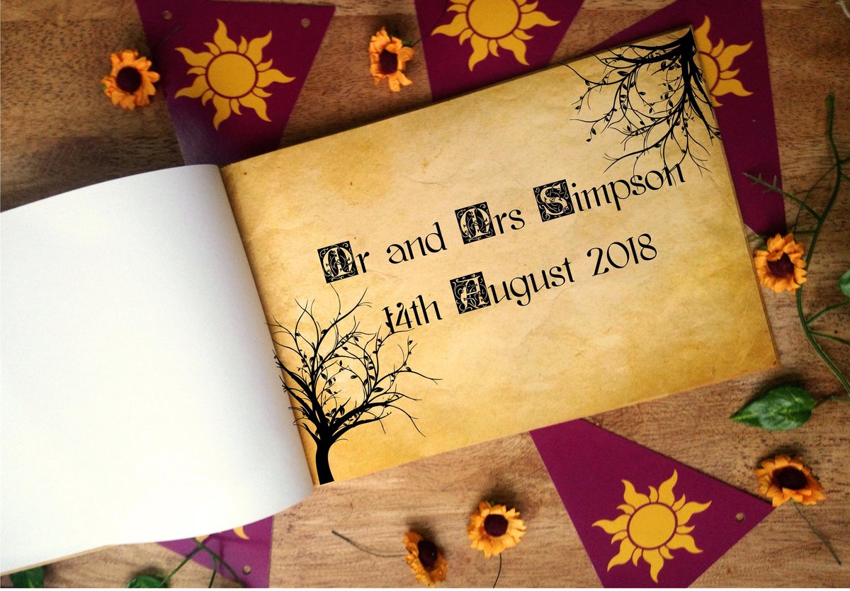 Rapunzel Floating Lanterns Woodland Wedding Guestbook Personalised Personalized Perfect for Woodland and Fairytale Weddings Scrapbook Album