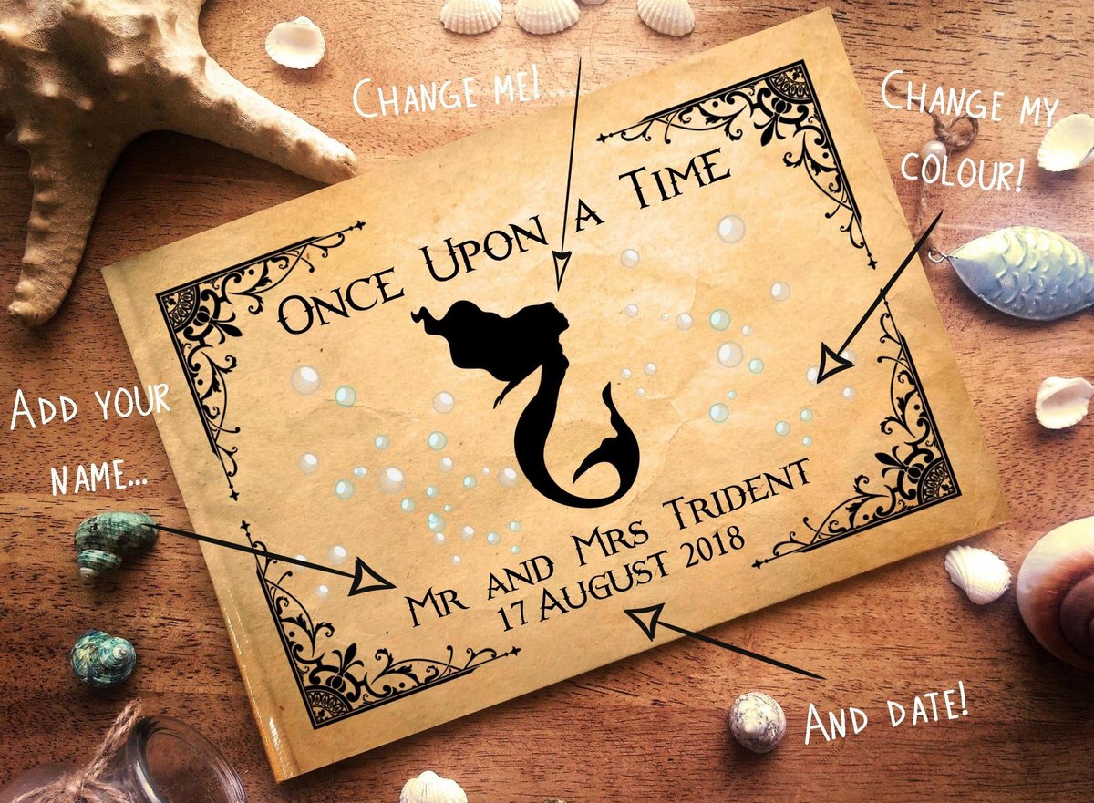 The Little Mermaid Silhouette Wedding Guestbook Personalised Personalized Perfect for Mermaid Sea and Fairytale Weddings Scrapbook Album