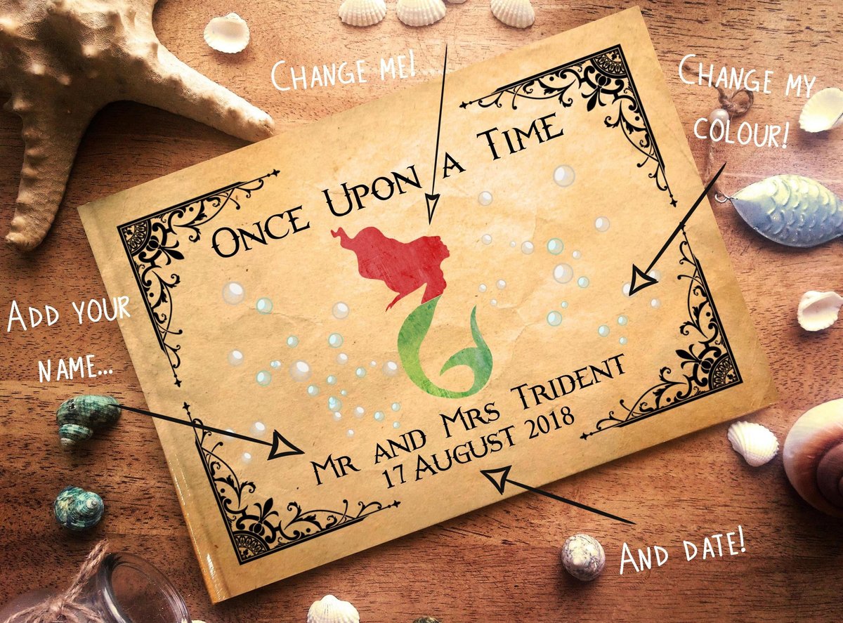 The Little Mermaid Under The Sea Wedding Guestbook Personalised Personalized Perfect for Echanted and Fairytale Weddings Scrapbook Album