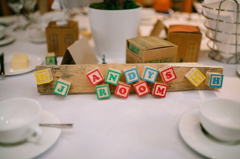 Wooden Toy Block Room Plaque! Personalised Personalized!Perfect for a Birthday Gift, Wooden Blocks, Wedding Centrepiece Fairytale Wedding