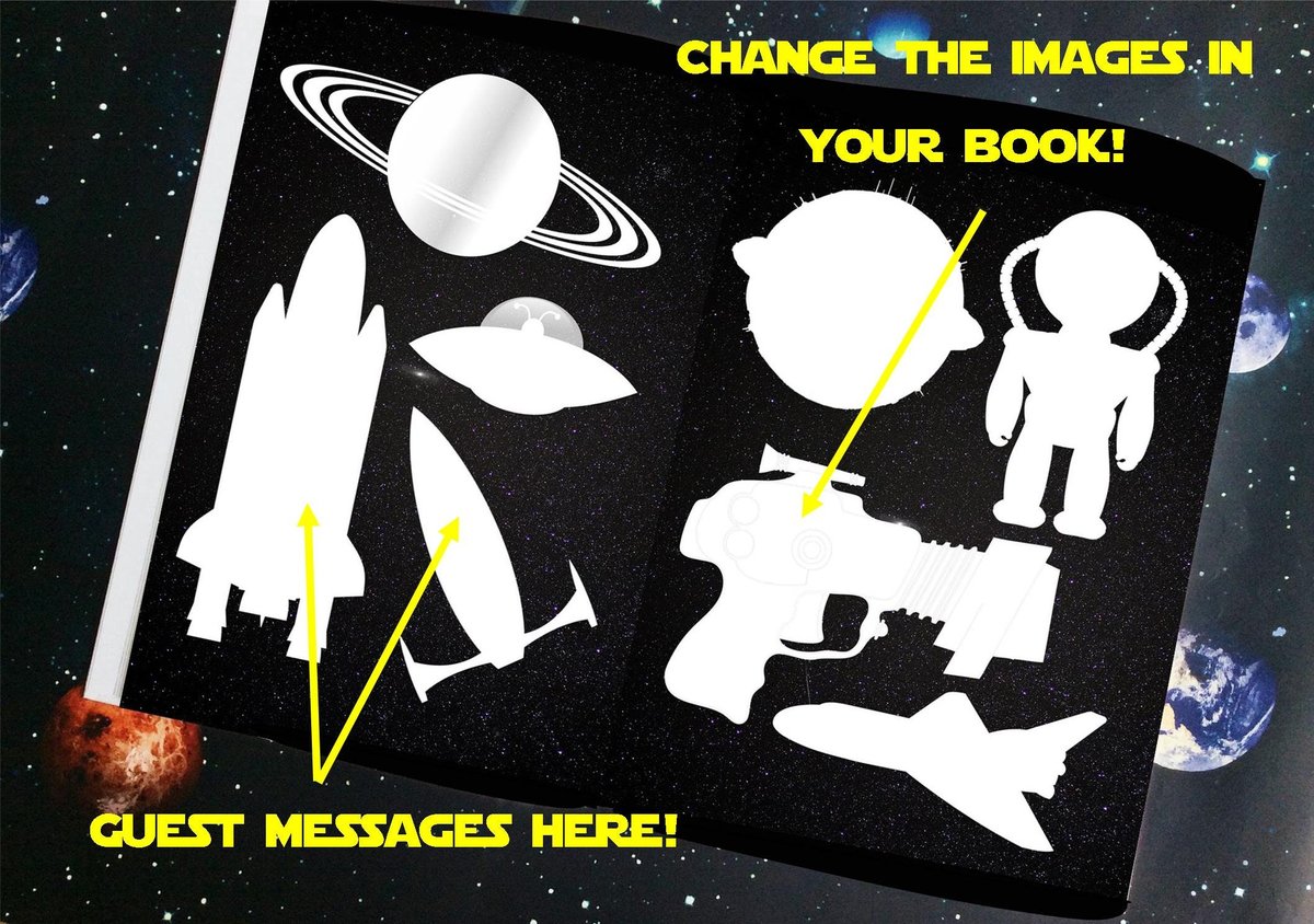Space Adventure Wedding Guestbook Personalised Personalized Scrapbook,Notebook,Album,Perfect for SCI FI Comic Con Space Parties!