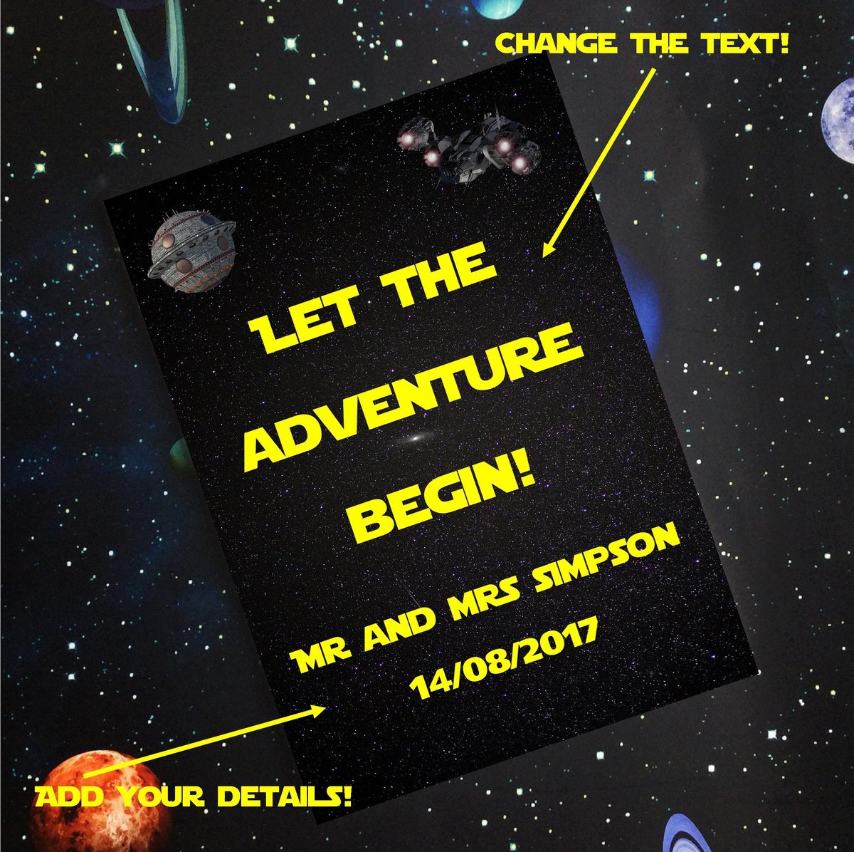 Space Adventure Wedding Guestbook Personalised Personalized Scrapbook,Notebook,Album,Perfect for SCI FI Comic Con Space Parties!