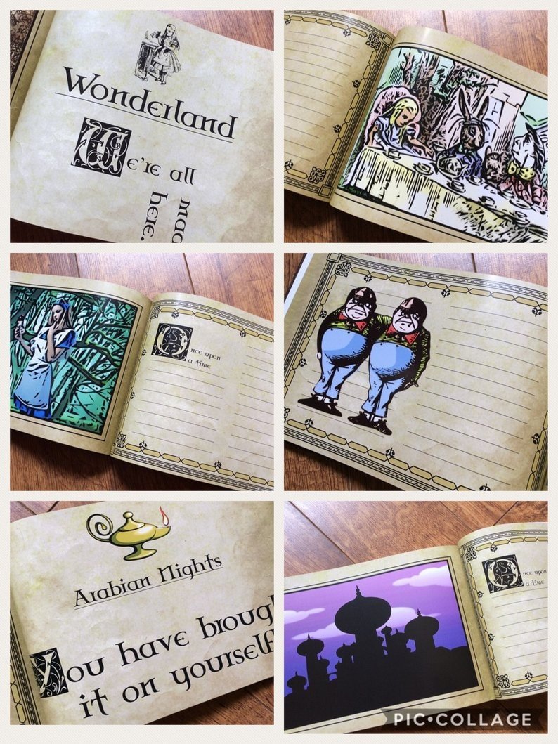 Once Upon a Time Fairytale Book.Personalised Personalized Snow White,Rapunzel,Peter Pan With Lines for Story Writing,Chapters and Images