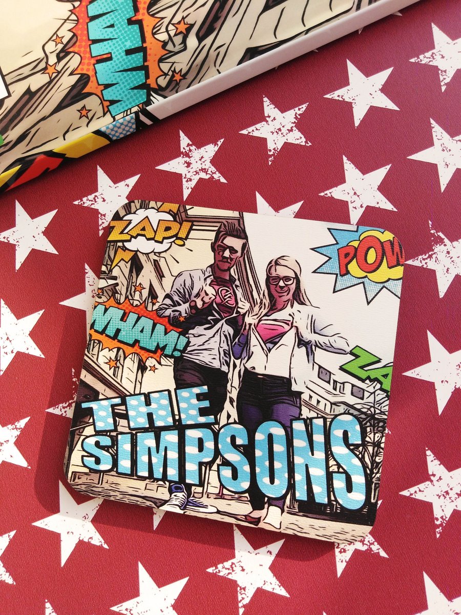 Comic Book Coaster Superhero Personalised Personalized!Perfect Wedding Gift,Anniversary,Engagement,Birthday Gift,Beer Mat,Wood Anniversary