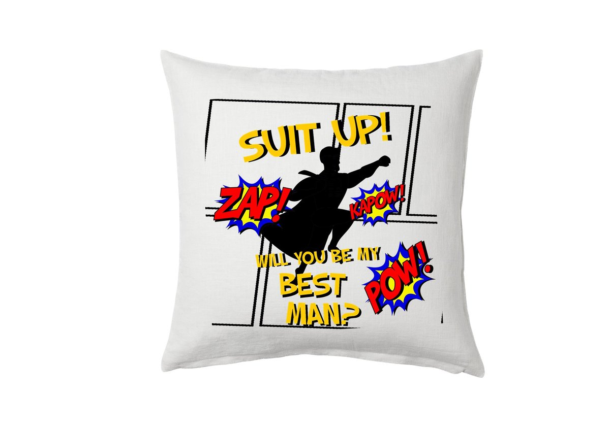 Comic Suit Up Wedding Cushion Personalised Personalized!Superhero Comic Book Wedding Will You Be My Best Man, Groomsman,Bridesmaid,Paige Boy