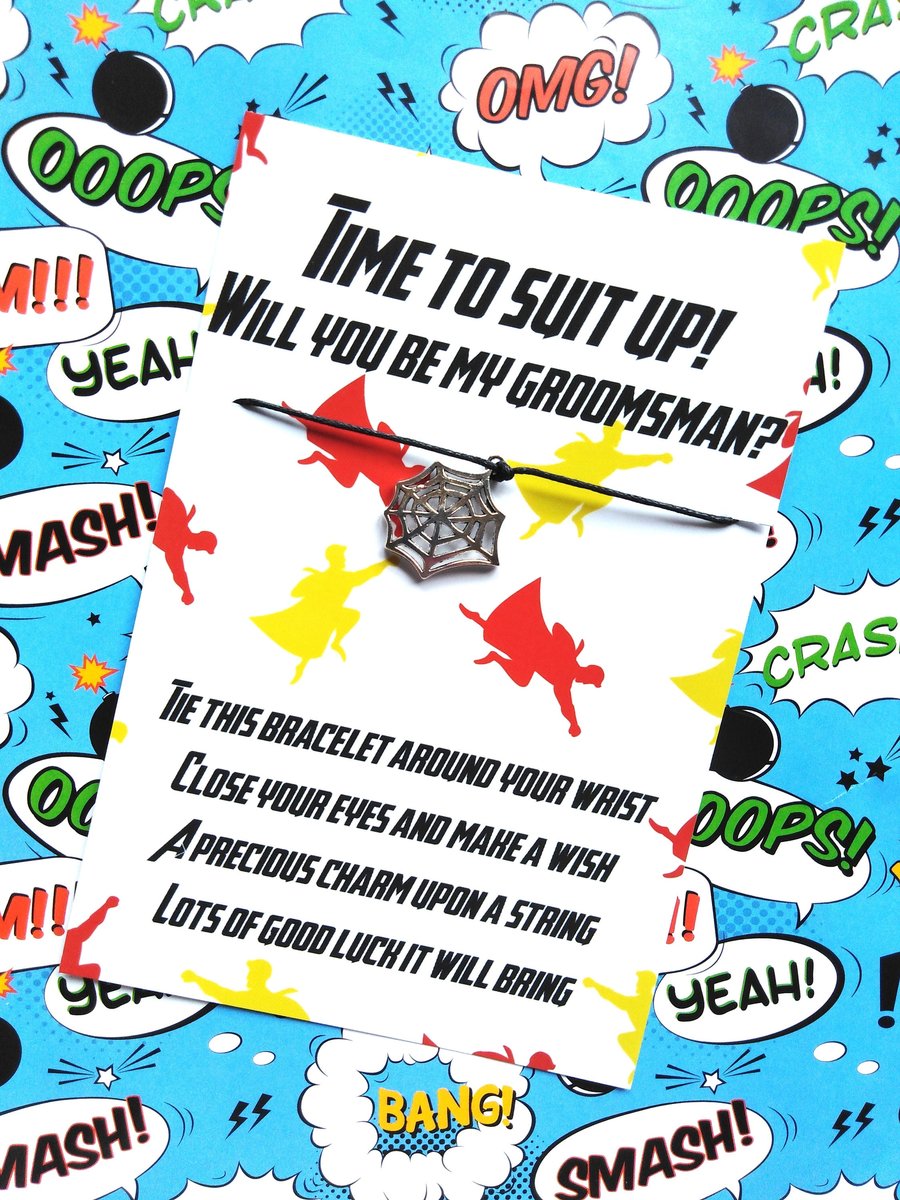 Time To Suit Up Bracelet Superhero Will You Be My Best Man,Groomsman,Paige Boy, Bridesmaid, Usher, Maid of Honour, Comic Book Wedding Bags