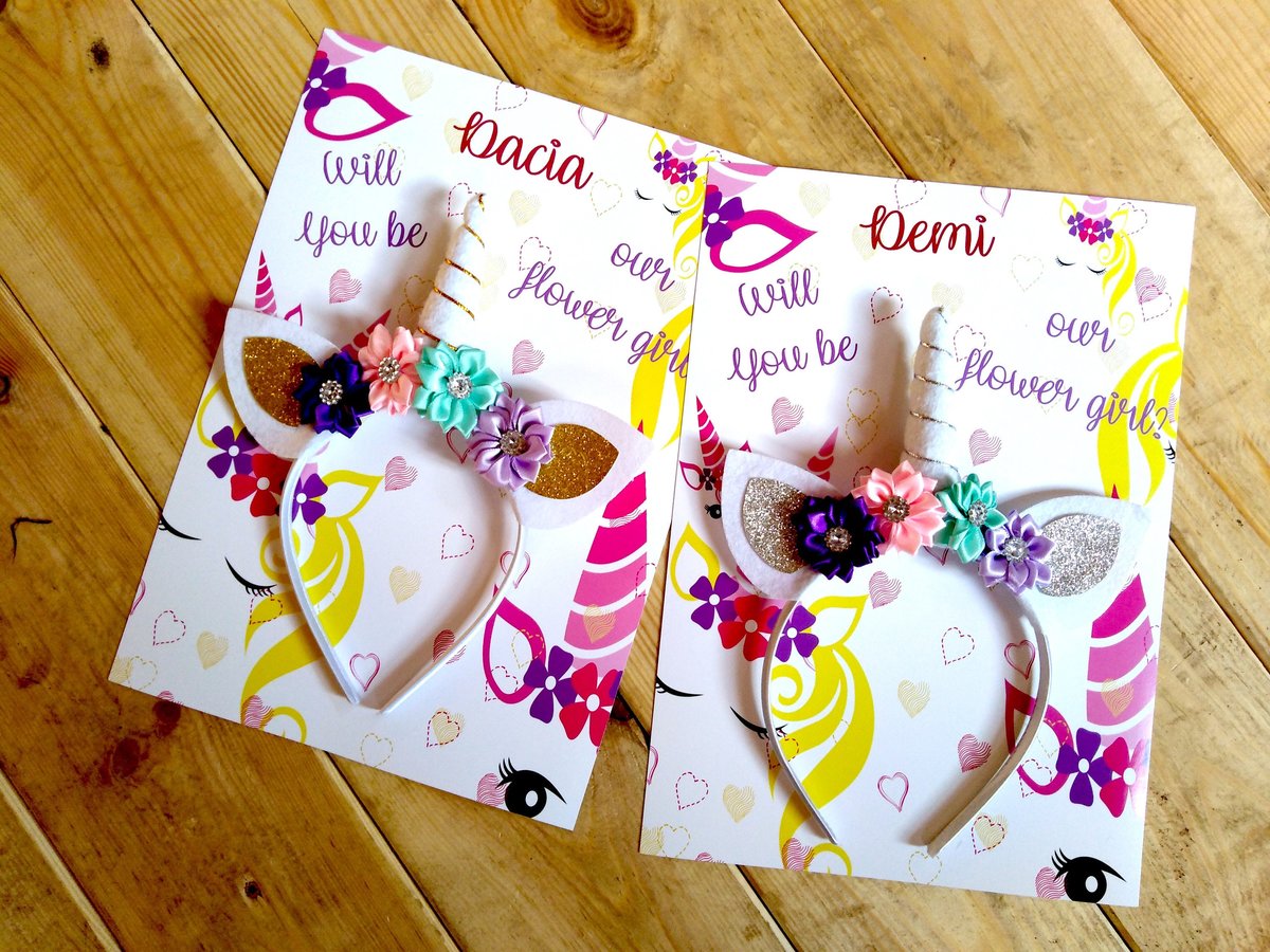 Unicorn Horn Wedding Headband Personalised Personalized With Name! Will You Be Our Flower Girl?Wedding Flower Girl Gift, Unicorn Wedding