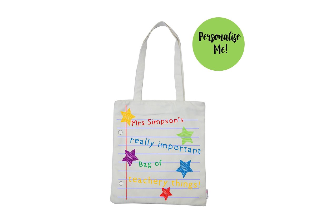 Teacher Thank You Tote Bag Personalised Personalized!Thank You Teacher, Teaching Assistant, Support Staff Gift Present Teachery Things