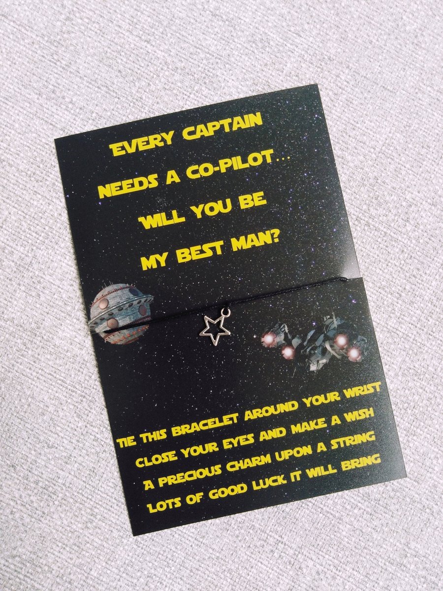 Space Star Bracelet Every Captain Needs A Co Pilot...Will You Be My Best Man Groomsman Usher Bridesmaid Flower Girl Page Boy Maid of Honour