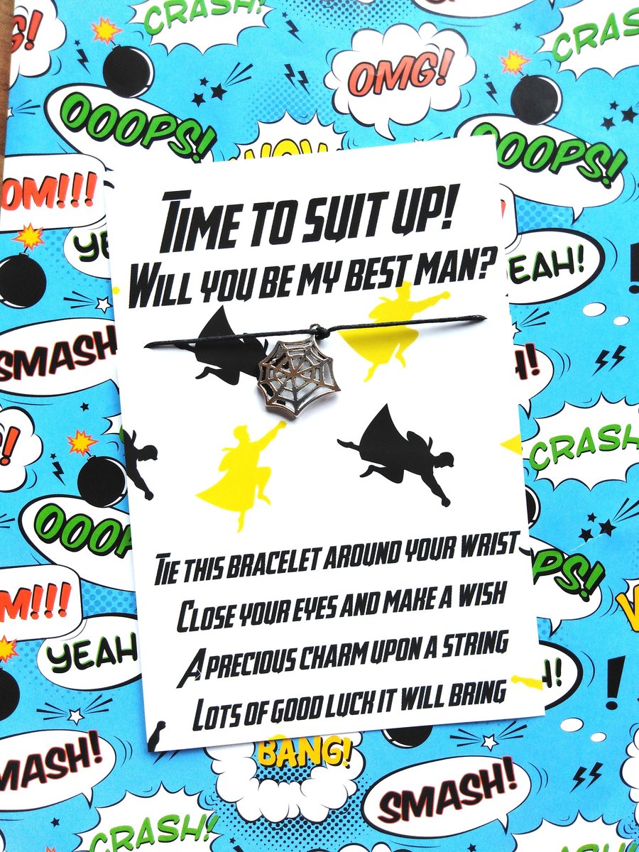 Time To Suit Up Bracelet Superhero Will You Be My Best Man,Groomsman,Paige Boy, Bridesmaid, Usher, Maid of Honour, Comic Book Wedding Bags
