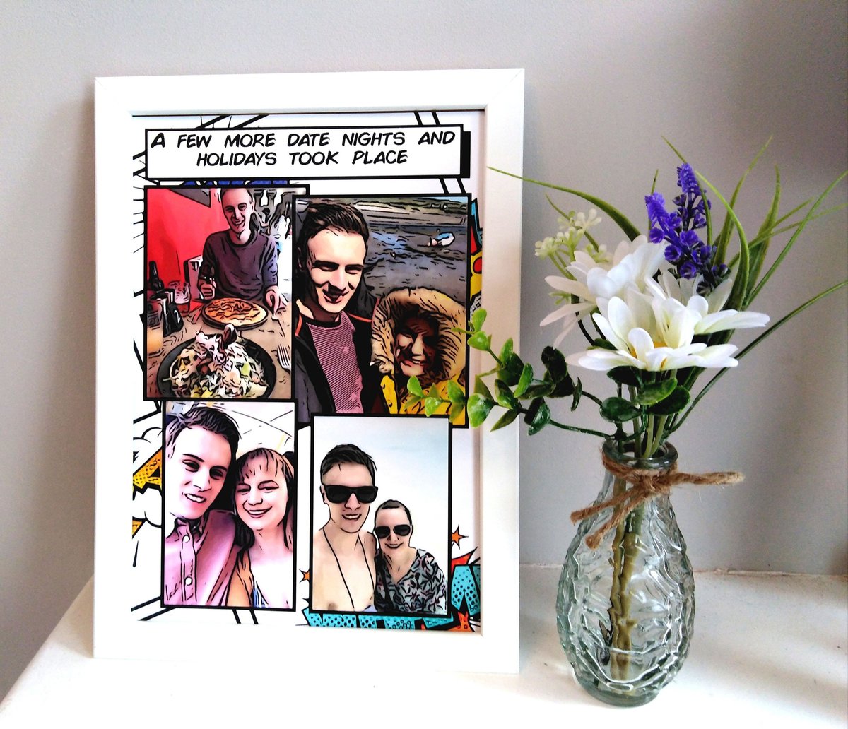 Comic Book Strip Framed Gift PersonalIsed Personalized Custom Comic Book Print 1st Year Paper Anniversary Gift Superhero Present Wedding