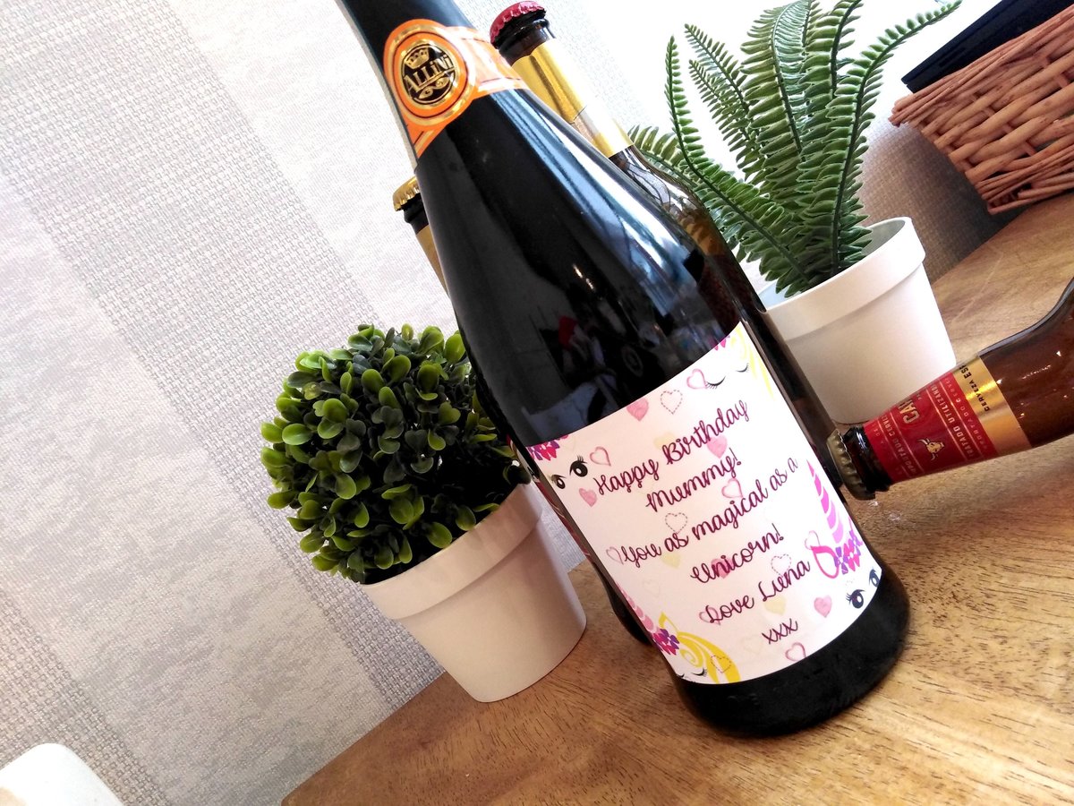Unicorn Prosecco Label Personalised Personalized!Perfect Mother's Day, Mum Mom Mummy Birthday Gin Champagne Wine Bottle Label Gift Present