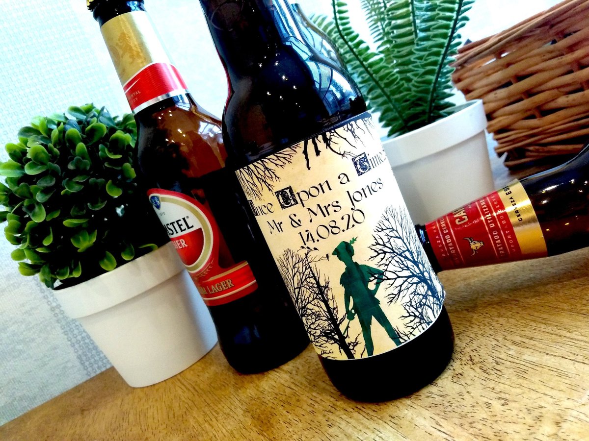 Fairytale Woodland Champagne Label Beauty and Beast,Peter Pan,Alice,Little Mermaid,Aladdin,Rapunzel Personalized Personalised Wedding Gift