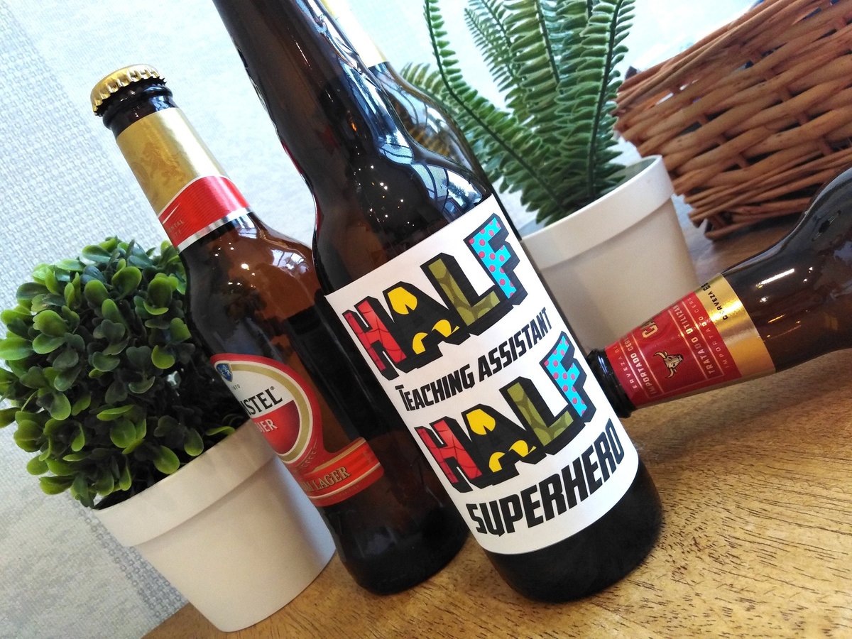 Half Teacher, Half Superhero Label !School Gift, Teaching Assistant Teacher Present Superhero Comic Themed Super Teacher. Teacher's Beer