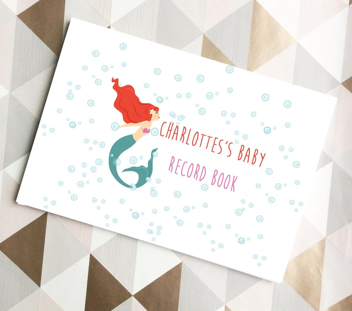 Baby Record Book Little Mermaid Personalised Personalized Gift Perfect For Fairytale Babies,Baby Shower Gift,Memory Book,Mermaid