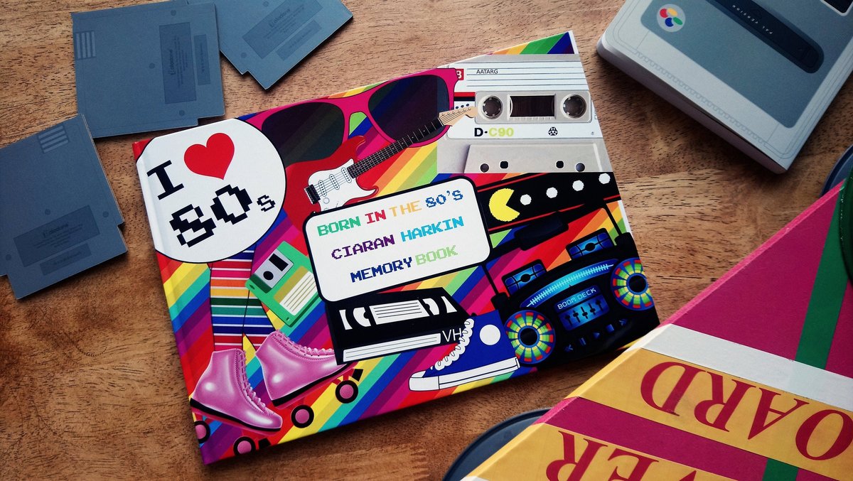 1980's Eightie's Birthday Book Personalised Personalized Scrapbook,Notebook,Photo Album,Birthday,Memory Book,80's Gift,Mementos,Retro