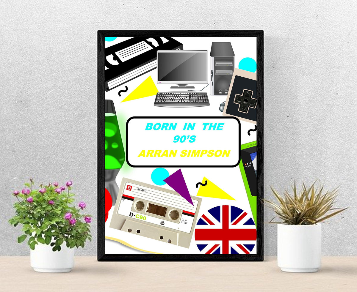 Birthday Framed Print.Born in the 50s,60s,70s,80s,90s Personalised Personalized!Big Birthday Keepsake Nostalgia, Retro,Decades,Centrepiece