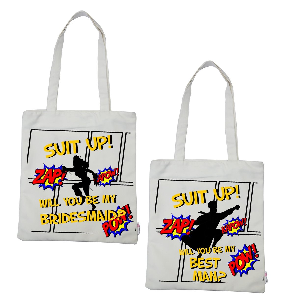 Tote Bag Superhero Silhouette Personalised Personalized Mummy's Shopping Will You Be My Best Man, Groomsman, Usher,Bridesmaid,Maid of Honor