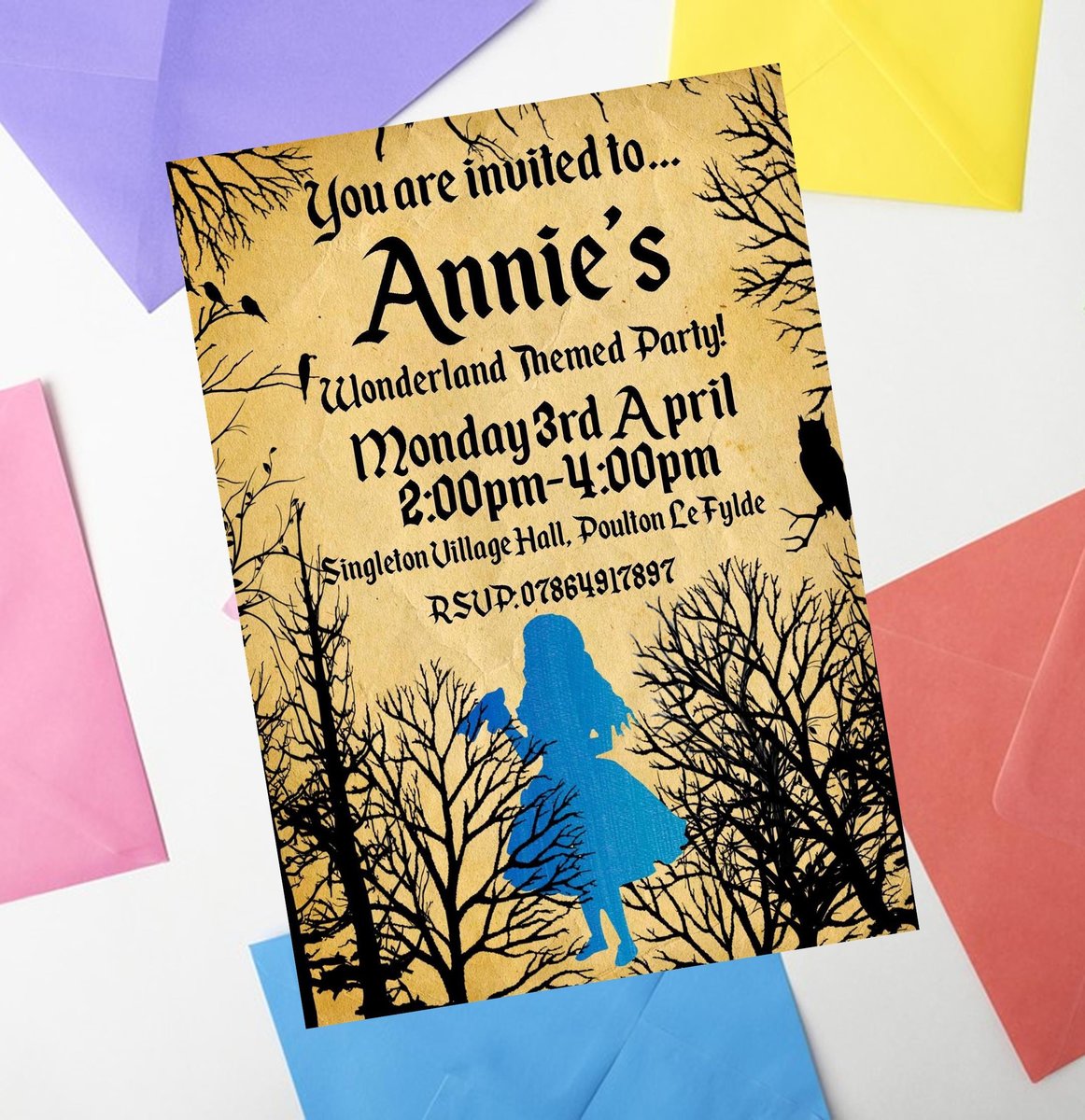 Fairytale Invites Beauty and Beast,Peter Pan,Alice,Little Mermaid,Aladdin,Rapunzel Personalized Personalised Wedding Birthday Woodland