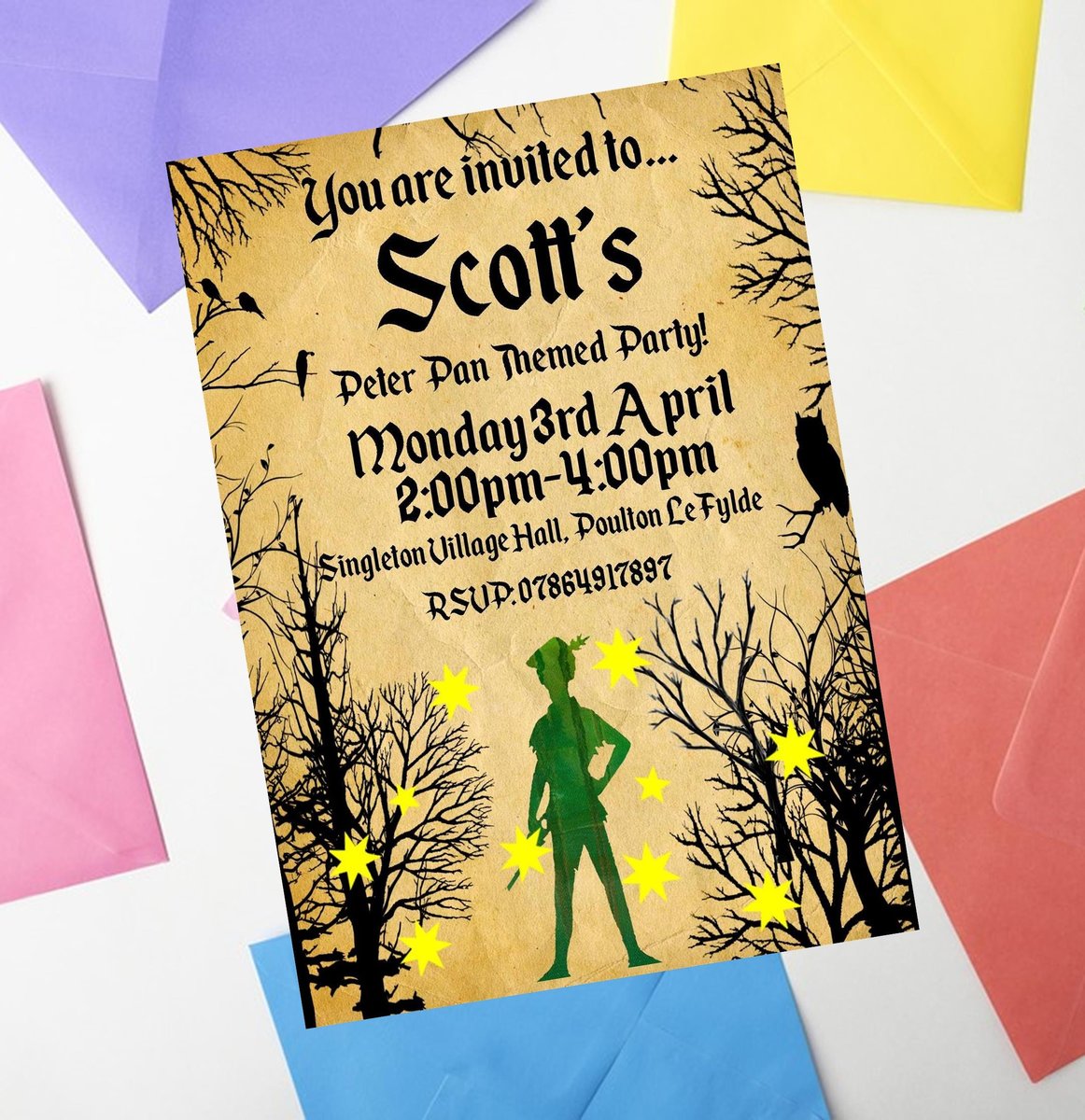 Fairytale Invites Beauty and Beast,Peter Pan,Alice,Little Mermaid,Aladdin,Rapunzel Personalized Personalised Wedding Birthday Woodland