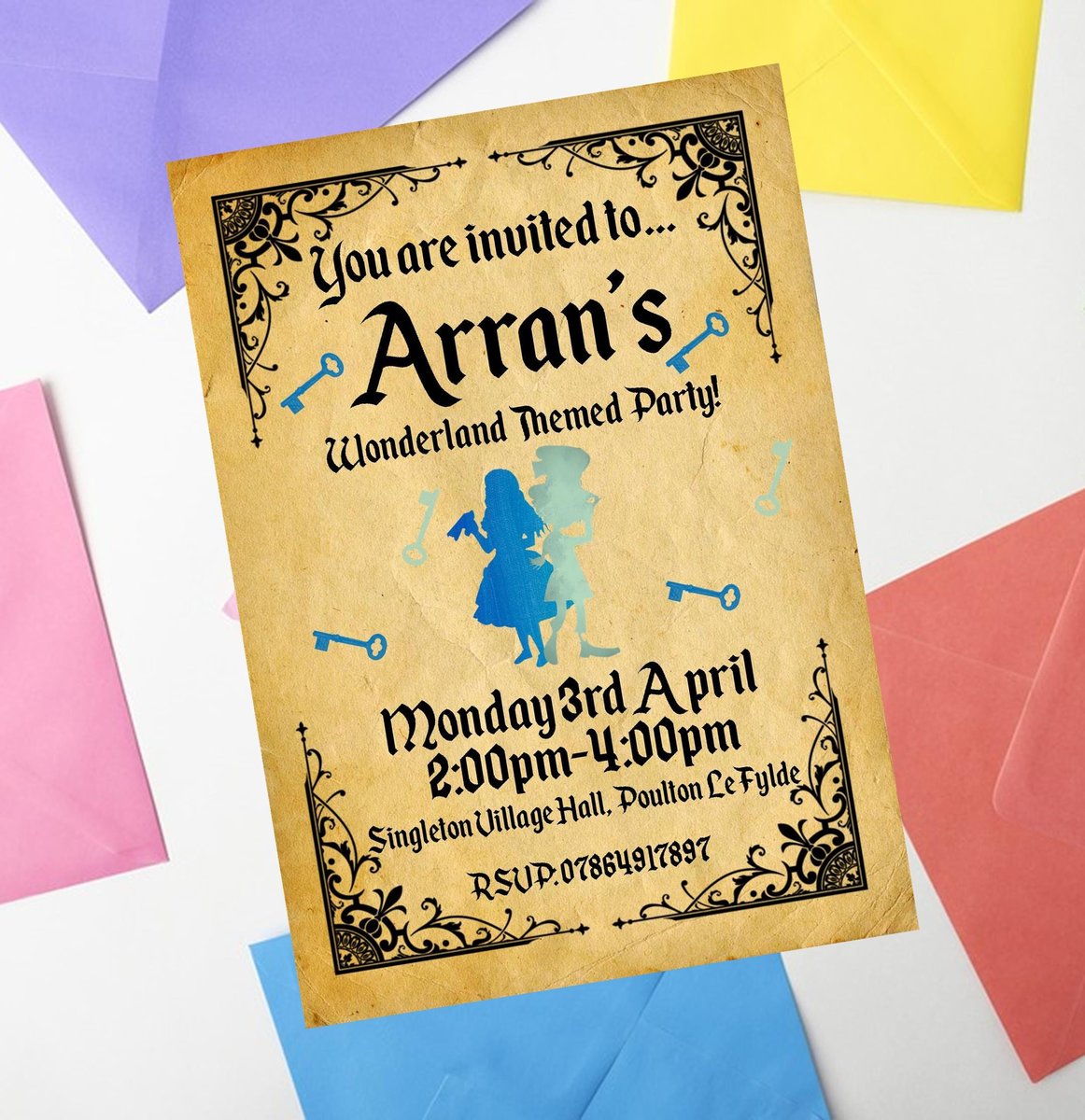 Fairytale Invites Beauty and Beast,Peter Pan,Alice,Little Mermaid,Aladdin,Rapunzel Personalized Personalised Wedding Birthday Invitations WC